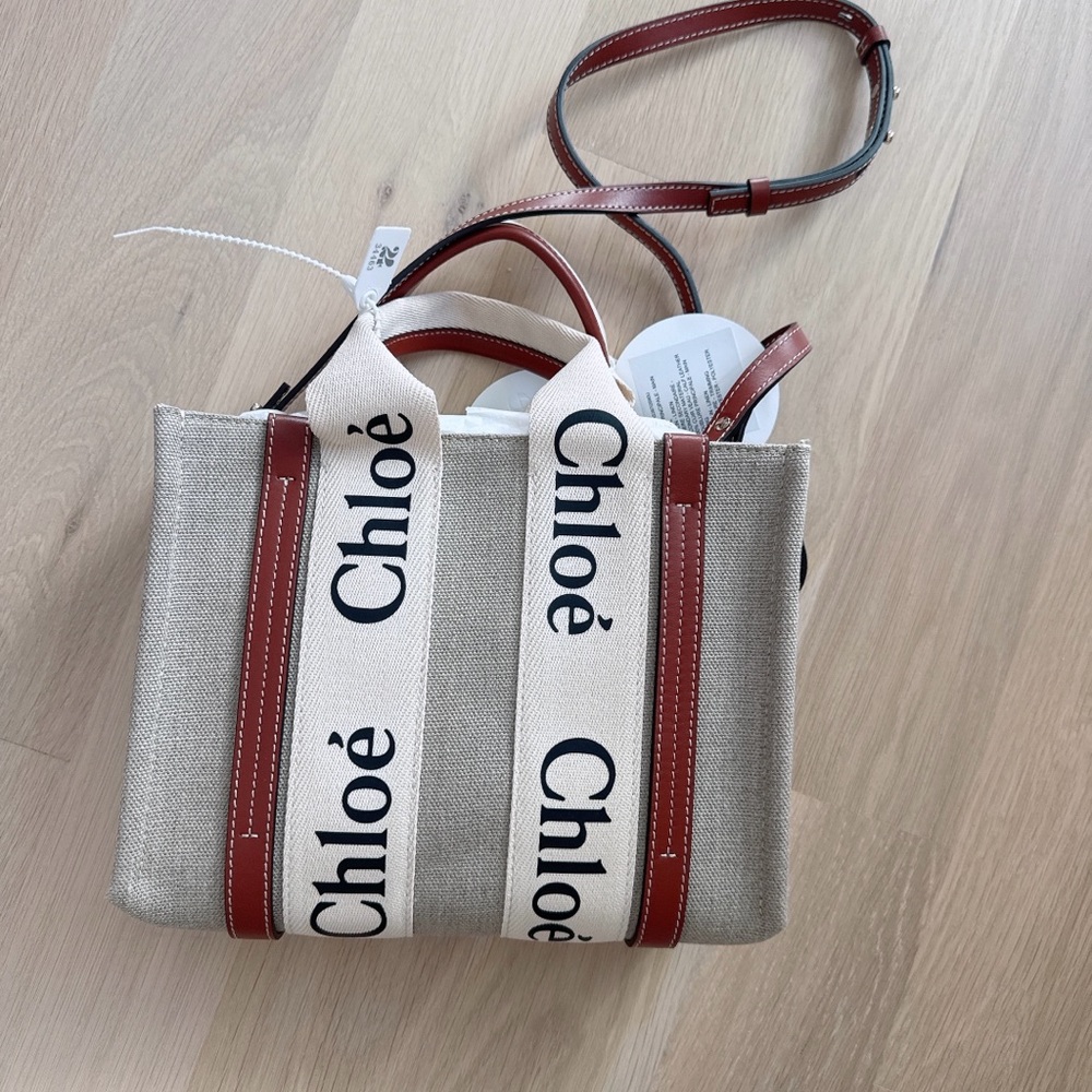 NWT CHLOE SMALL WOODY TOTE BAG WITH STRAP - Picture 3 of 13